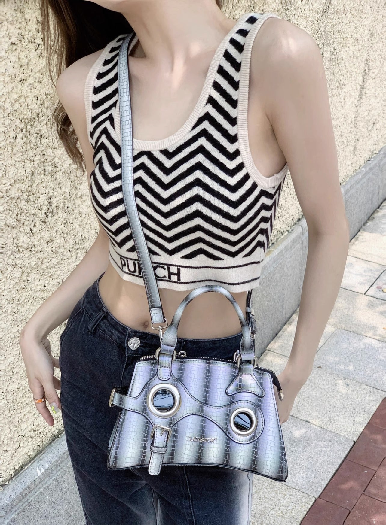 Snake Pattern Futuristic Handbag