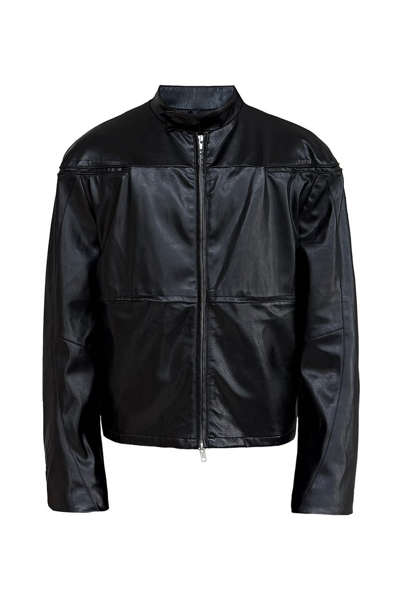 Faux Leather Mesh Jacket