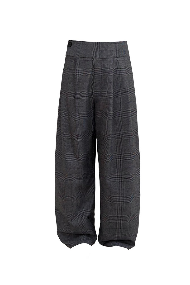 Double Pleated Plaid Trousers