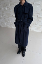 Plaid Corduroy Trench Coat