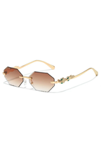 Elegant Rimless Rhinestone Polygon Sunglasses