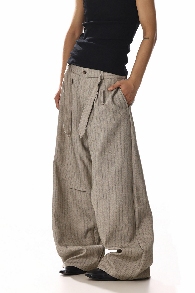 Striped Barrel Leg Trousers