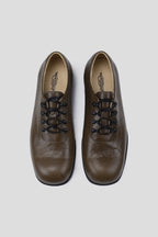 Antique Finish Leather Derby Shoes - Brown - view 5