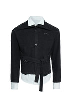 Belted Layered Knit Cardigan - Black