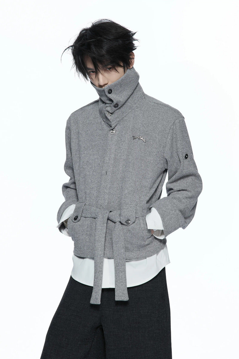 Belted Layered Knit Cardigan