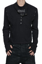 Distressed Rhinestone Layered Henley