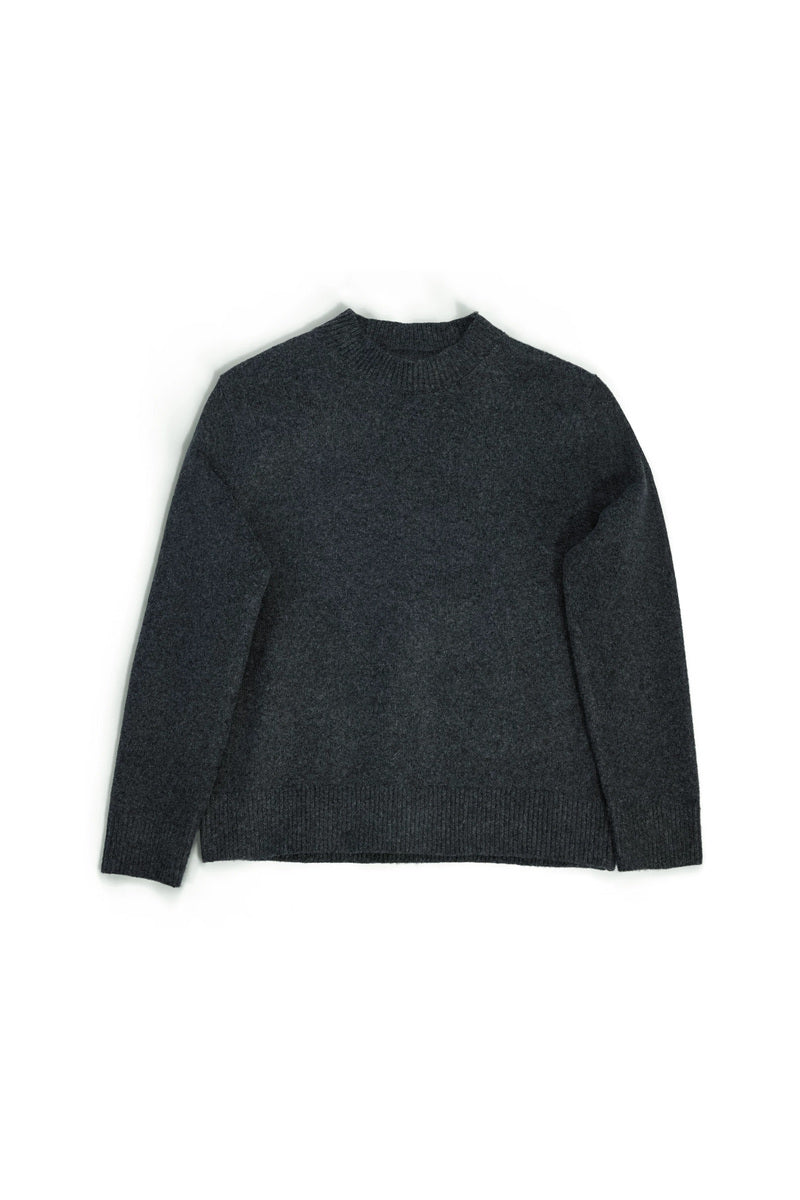Ribbed Wool Blend Crewneck Sweater - Grey