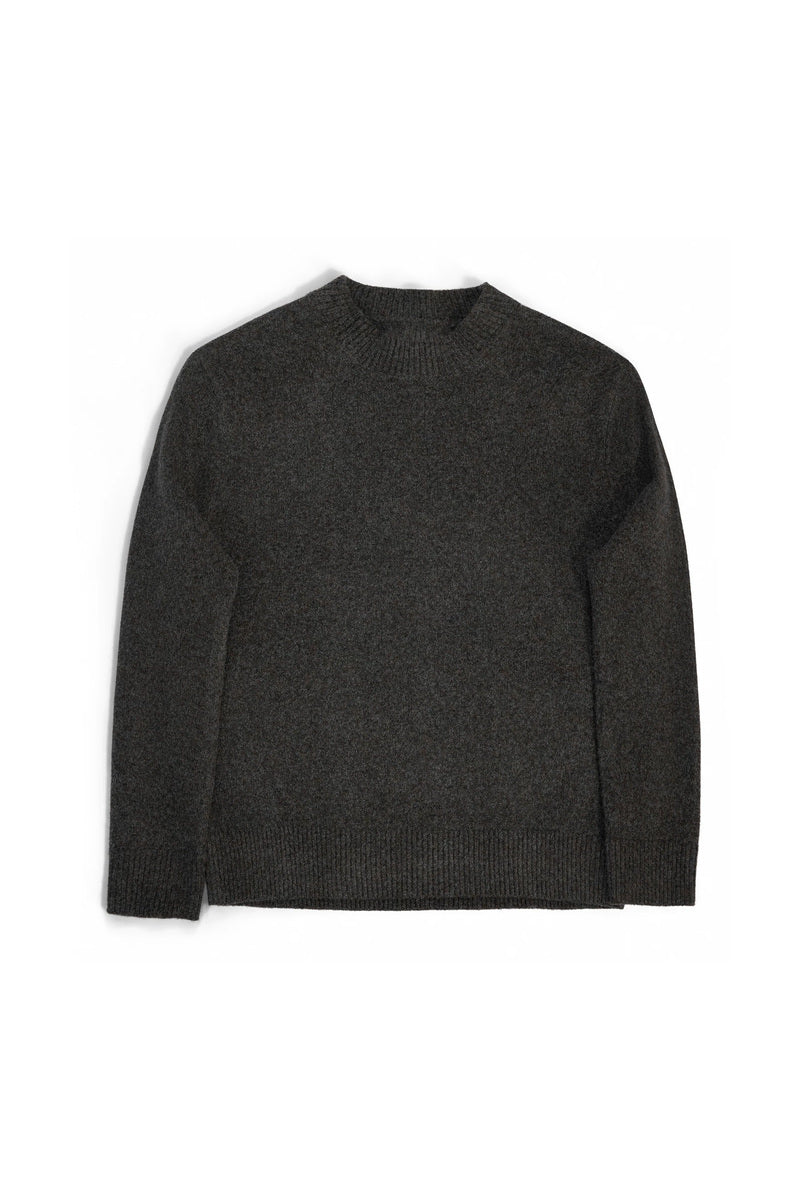 Ribbed Wool Blend Crewneck Sweater - Brown