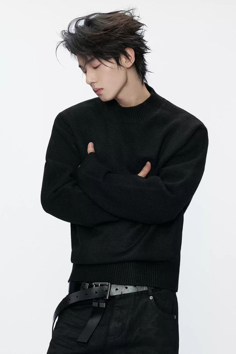 Ribbed Wool Blend Crewneck Sweater
