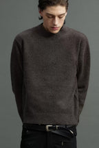 Ribbed Wool Blend Crewneck Sweater