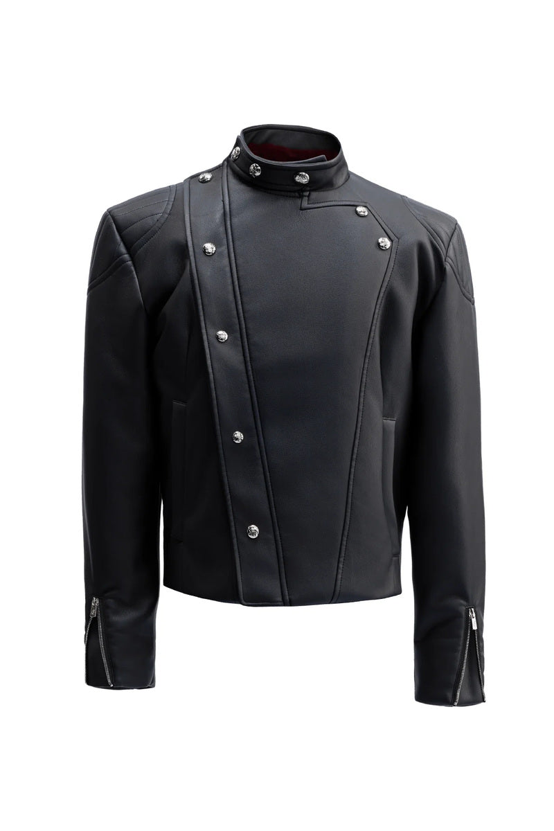 Asymmetric Zip Lined Jacket - Black