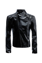 Cropped Glossy Croc Jacket - Black