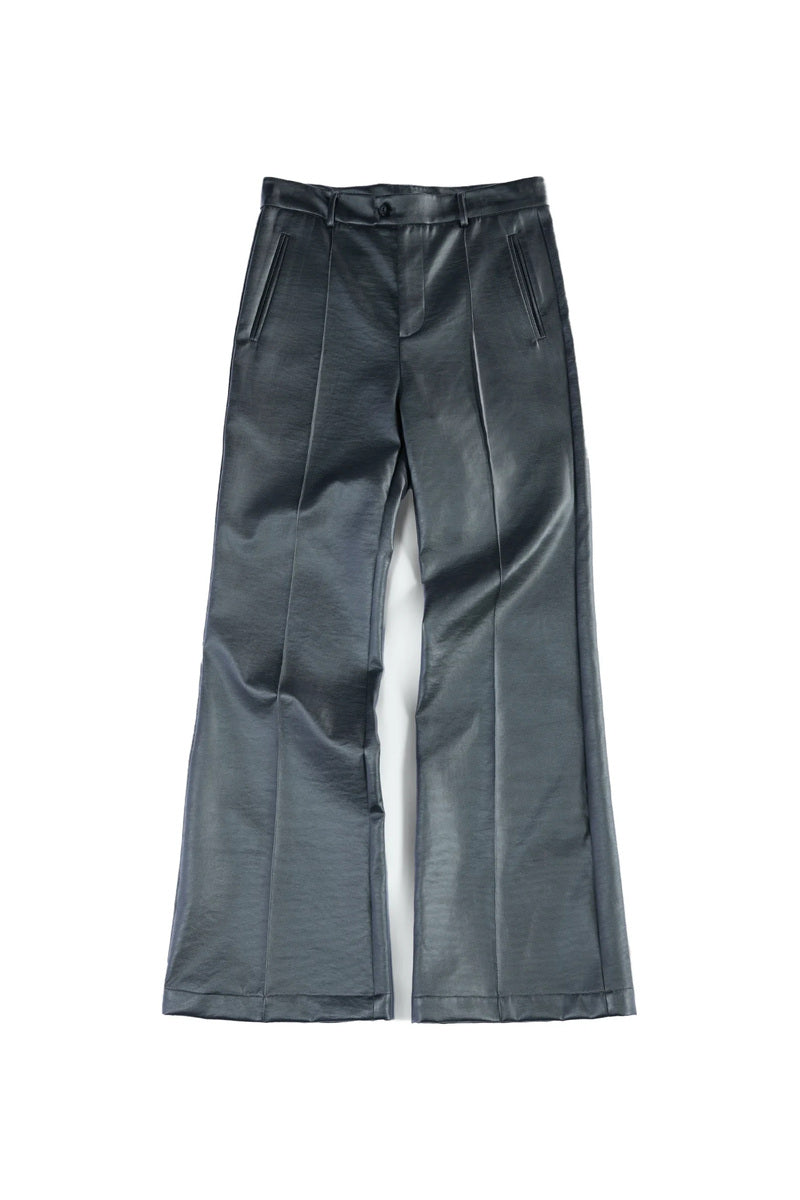 Matte Panelled Flared Pants - Silver