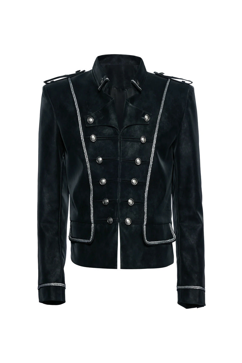 Braided Button Front Jacket - Black