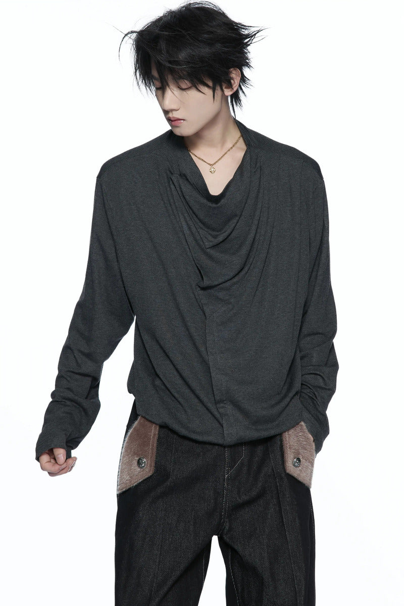Asymmetric Draped Cowl Neck Top
