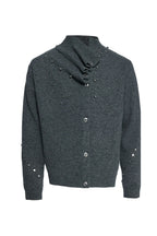 Studded Asymmetric Wool Blend Sweater - Grey