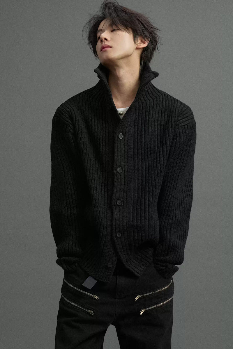Heavy Ribbed Button Cardigan