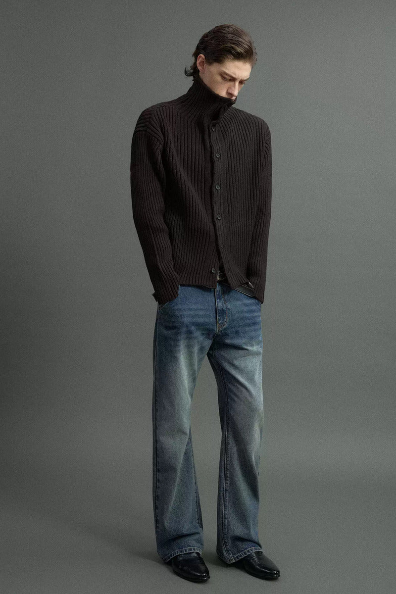 Heavy Ribbed Button Cardigan