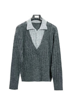 Layered Ribbed Wool Blend Sweater