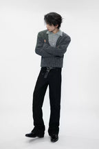 Layered Ribbed Wool Blend Sweater