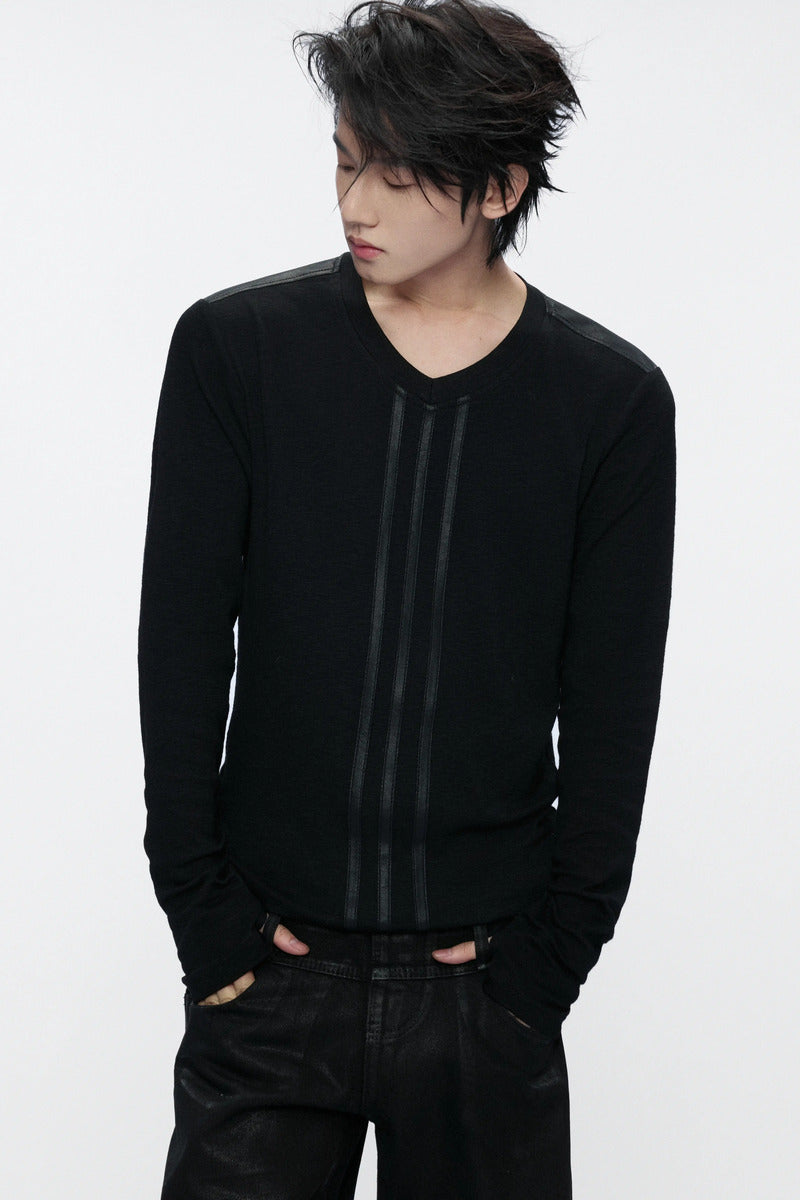 Panelled V Neck Longsleeve Top