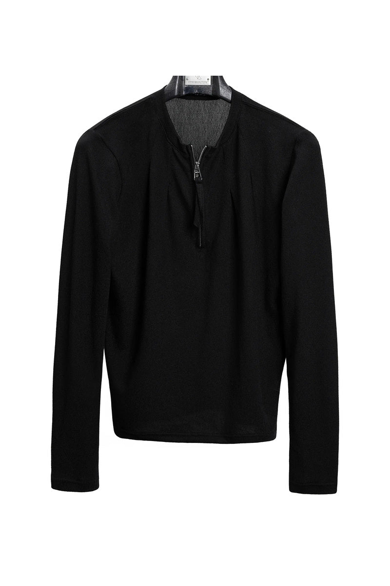 Pleated Half Zip Henley Top
