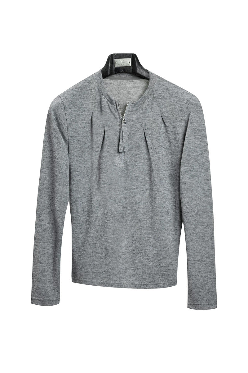 Pleated Half Zip Henley Top