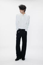 Pleated Half Zip Henley Top
