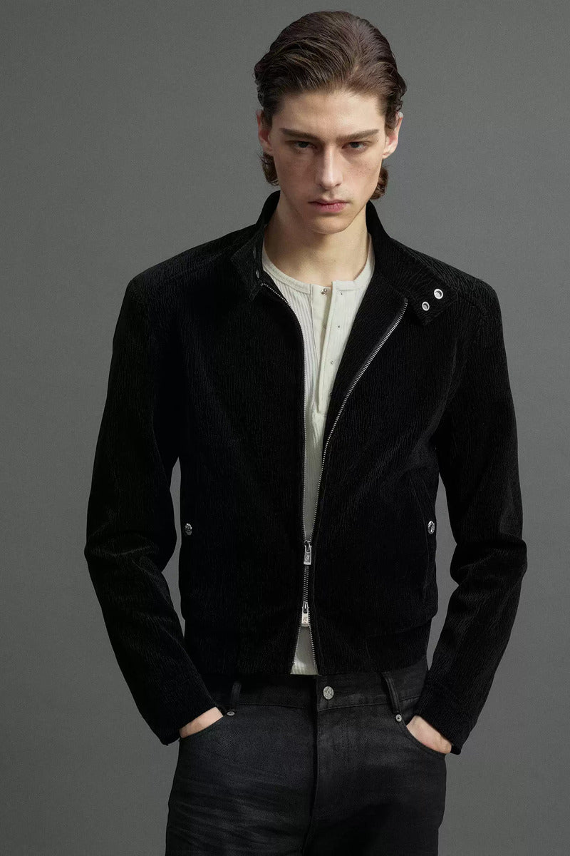 Quilted Shoulder Velvet Jacket