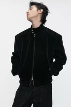 Quilted Shoulder Velvet Jacket