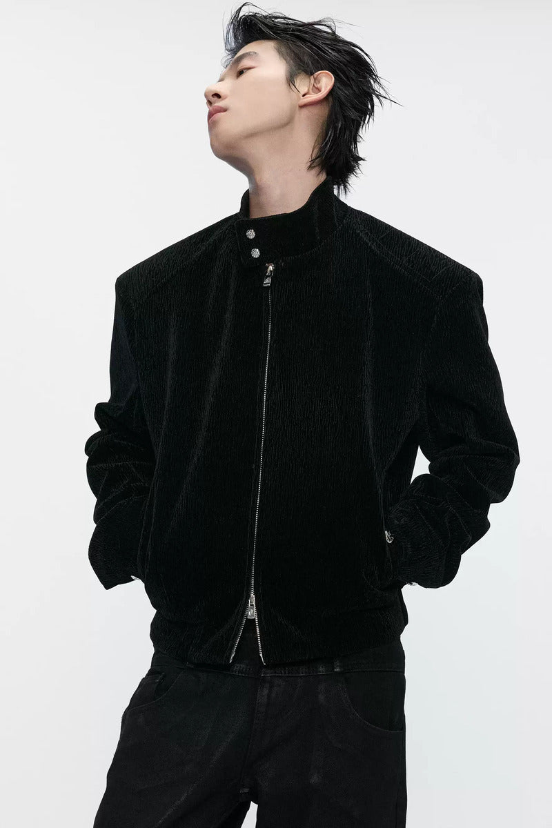 Quilted Shoulder Velvet Jacket