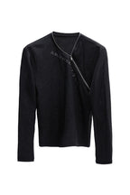 Rhinestone Asymmetric Zip Top