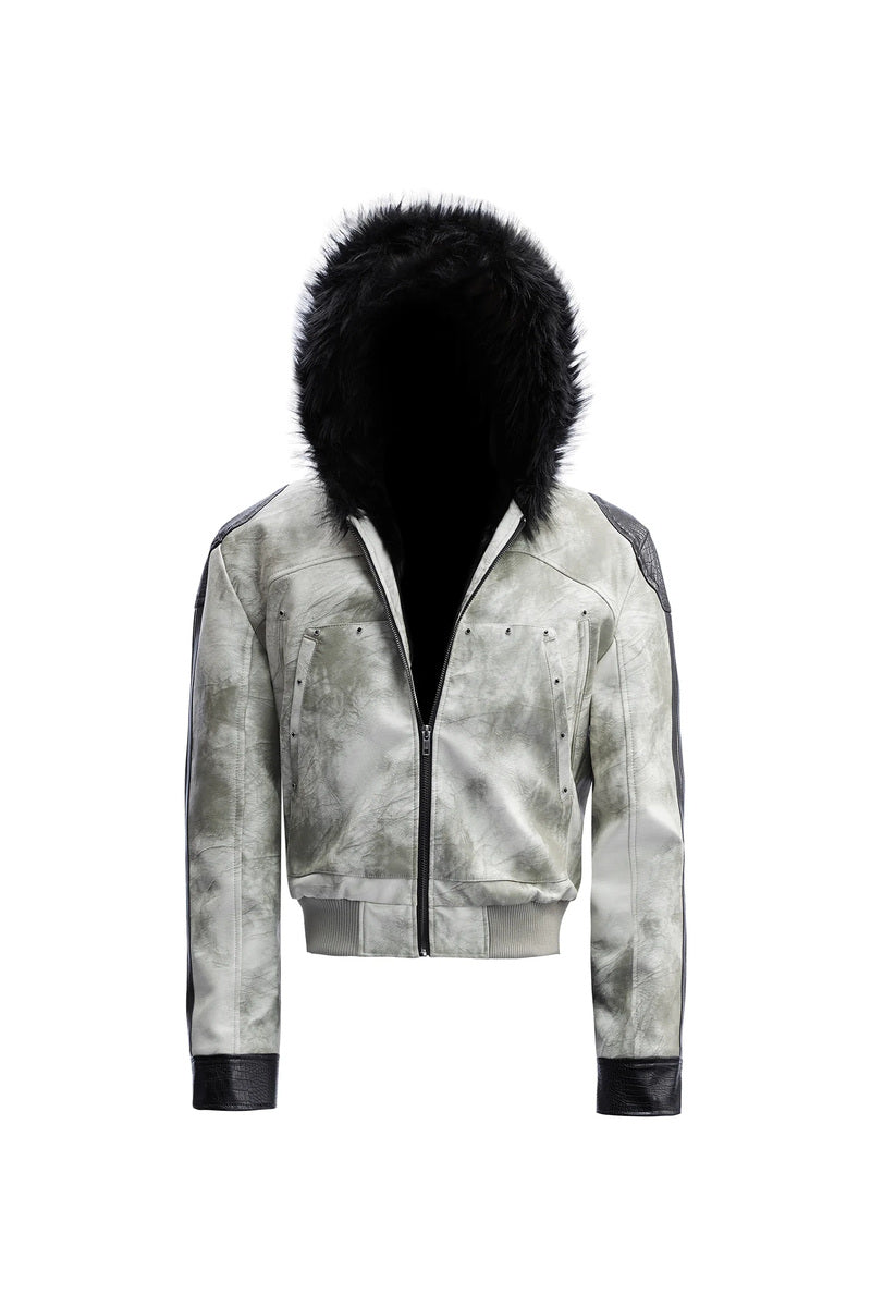 Snake Panel Faux Fur Jacket