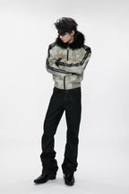 Snake Panel Faux Fur Jacket