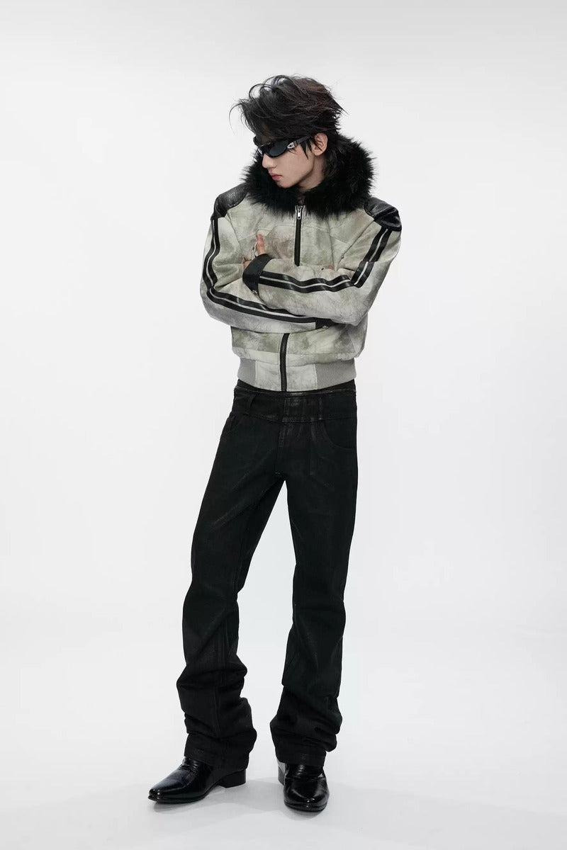 Snake Panel Faux Fur Jacket