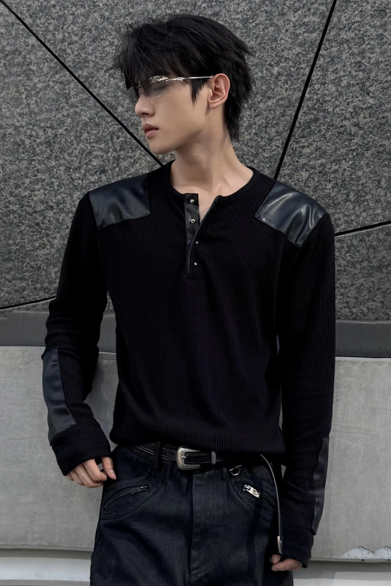 Studded Ribbed Henley Top
