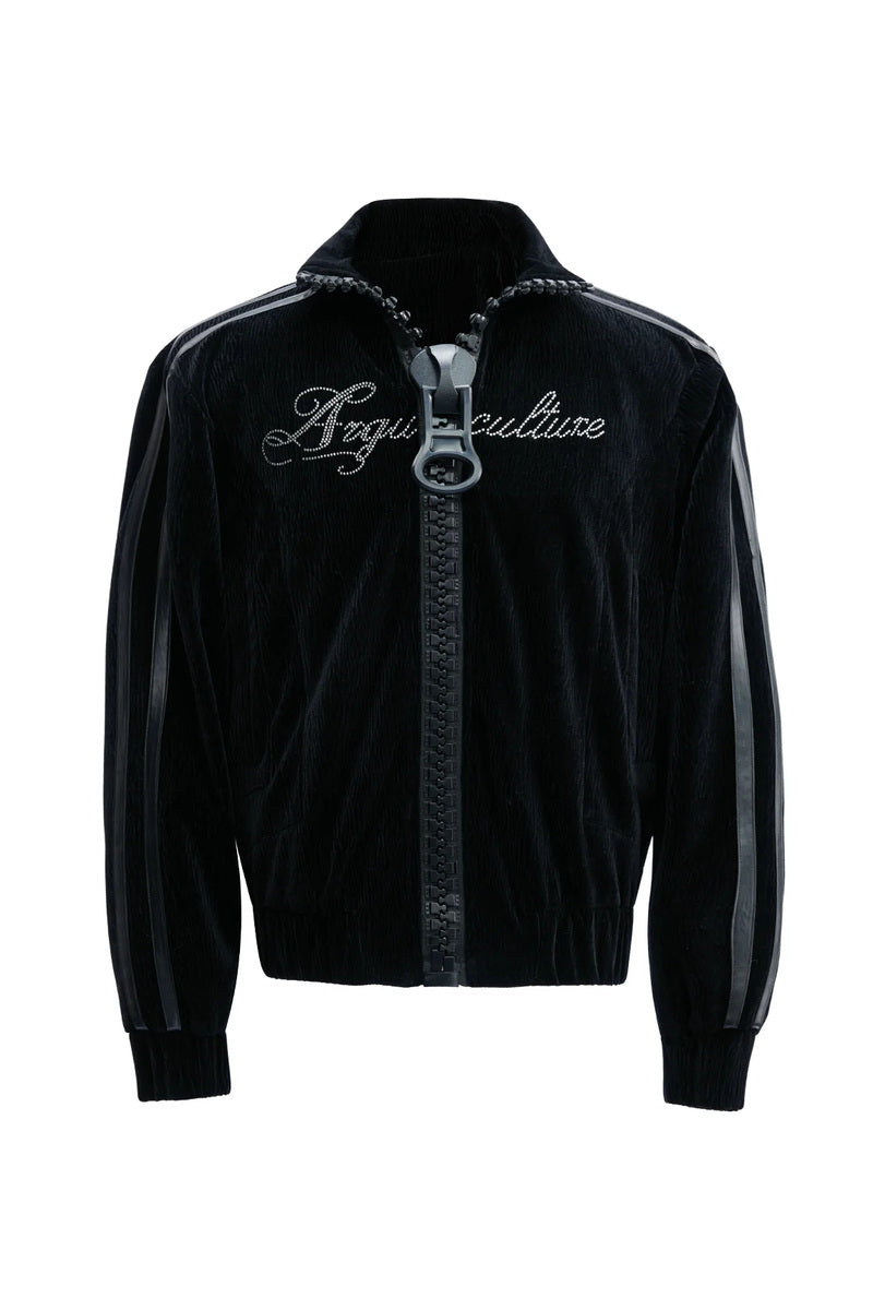Textured Rhinestone Zip Jacket