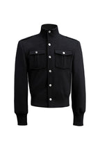 Textured Wool Blend Utility Jacket