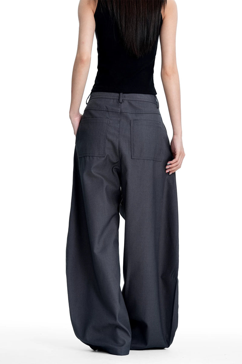 Asymmetric Button Curved Trousers