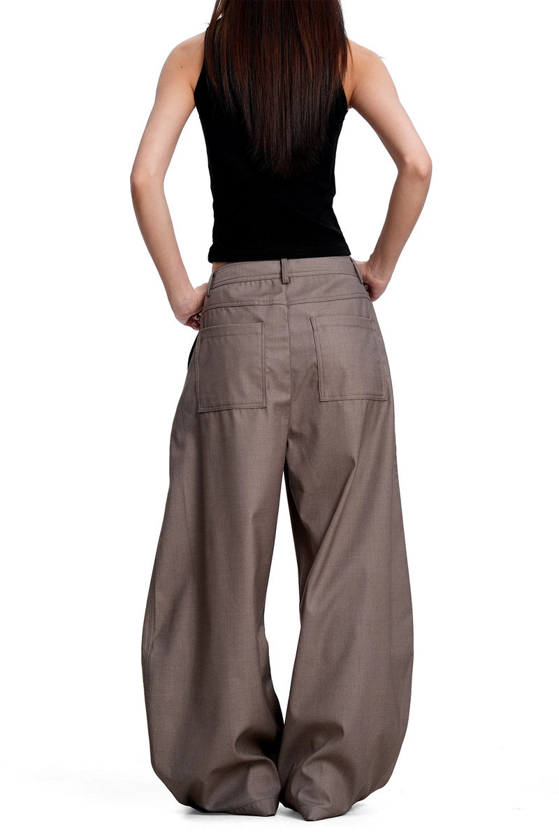 Asymmetric Button Curved Trousers