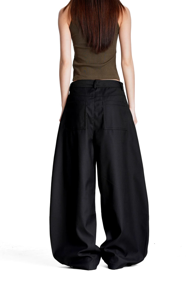 Asymmetric Button Curved Trousers