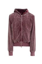 Washed Velvet Zip Hoodie