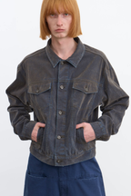 Flocked Distressed Denim Jacket