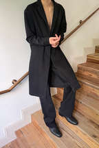 Distressed Denim Long Coat