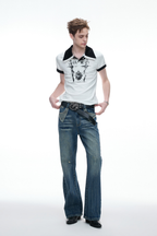 Double Collar Printed Polo