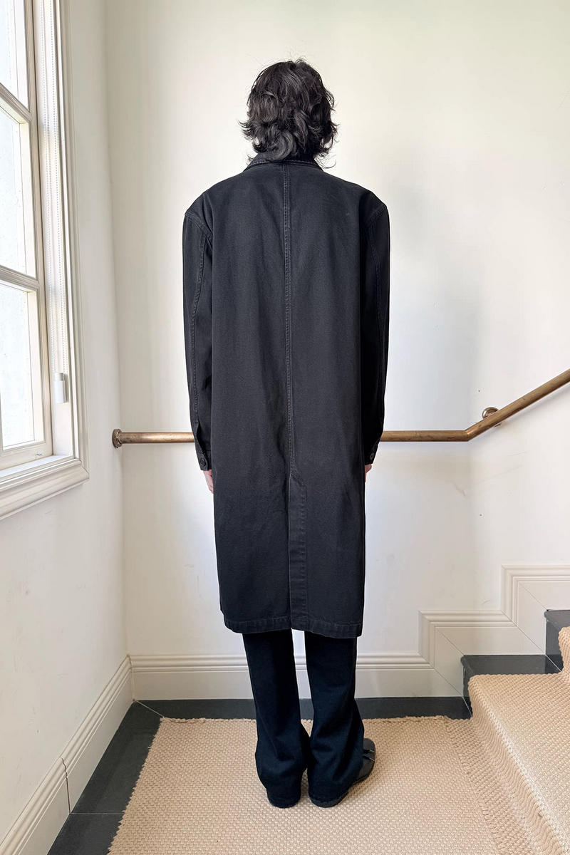 Distressed Denim Long Coat