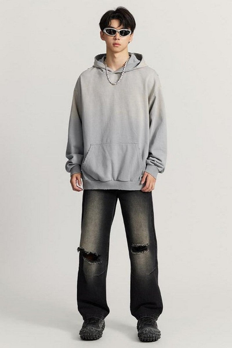 Gradient Sunfade Distressed Hoodie