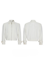Embroidered Leather Panel Jacket