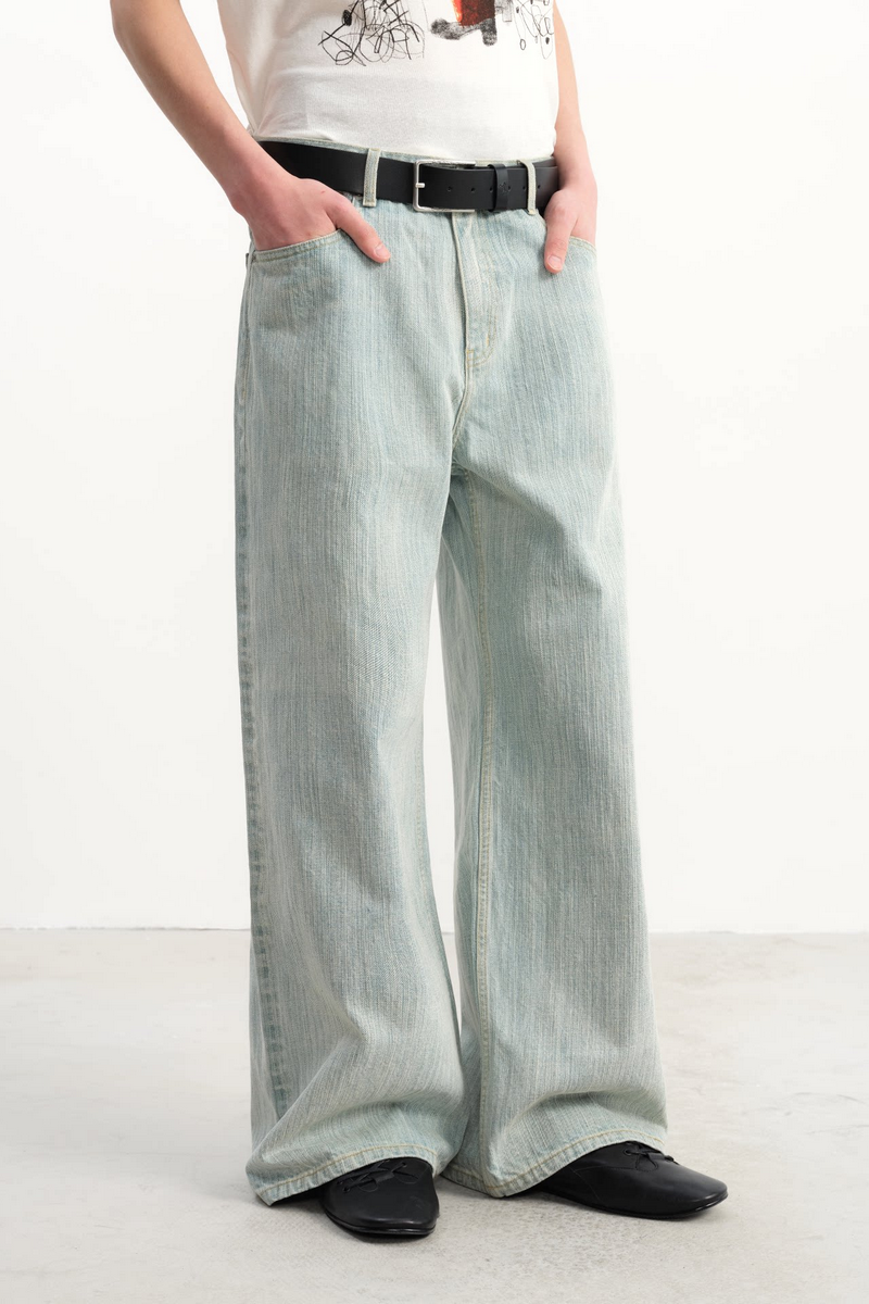 Slub Straight Leg Jeans