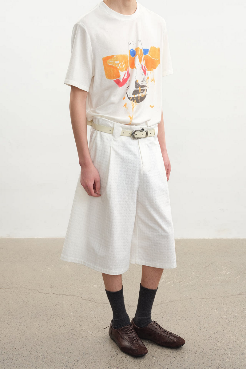 Houndstooth Pleated Capri Pants